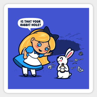 Cute Kawaii Alice in Wonderland Killer Rabbit Vintage Cartoon Mashup Magnet